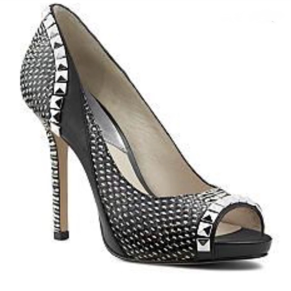NEW MICHAEL KORS ELLA PEEP TOE STUDDED HEELS